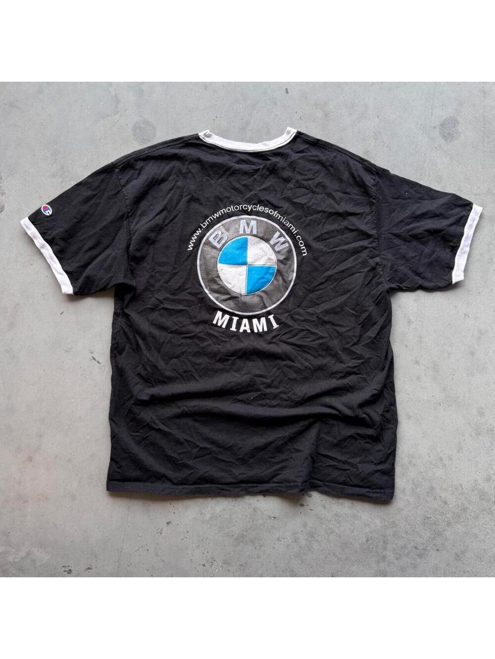 y2k bmw motorcycles miami black ringer tee